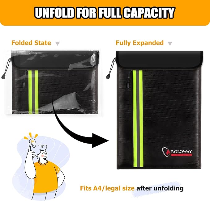 ROLOWAY Fireproof Envelope for Cash, Legal Documents Safe - Image 5