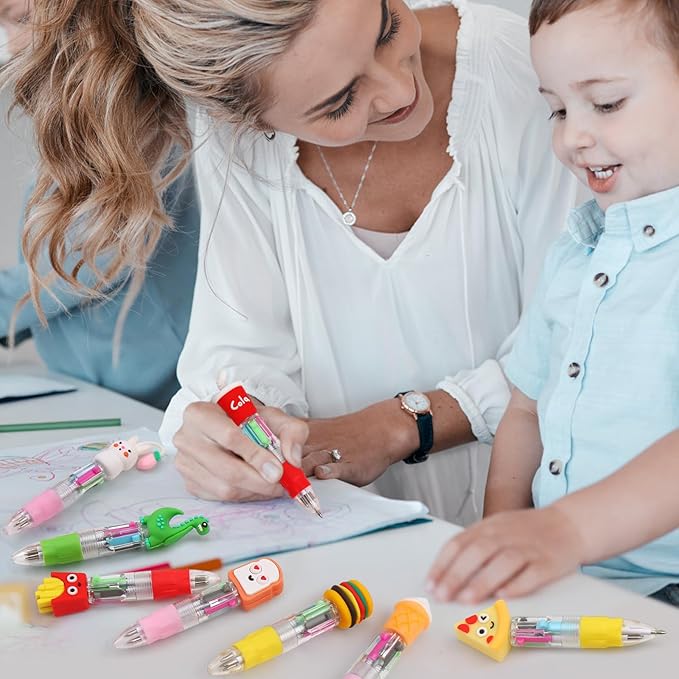 100Pcs Mini Multicolor Pens in One 4-in-1 Cute Pens Bulk for Kids, Ballpoint Pen for Birthdays and Children's Parties, Fun Gifts Assorted Ink Kawaii Pen-DeskLoop Office