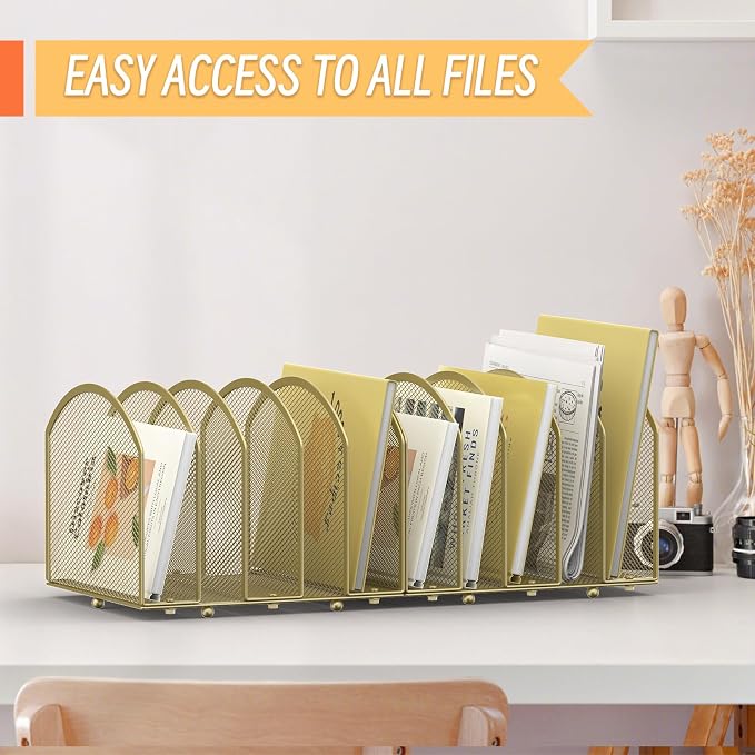 MINDEPOT Desk File Organizer 5 Sections Desktop Organizer File Sorter Office - Image 6
