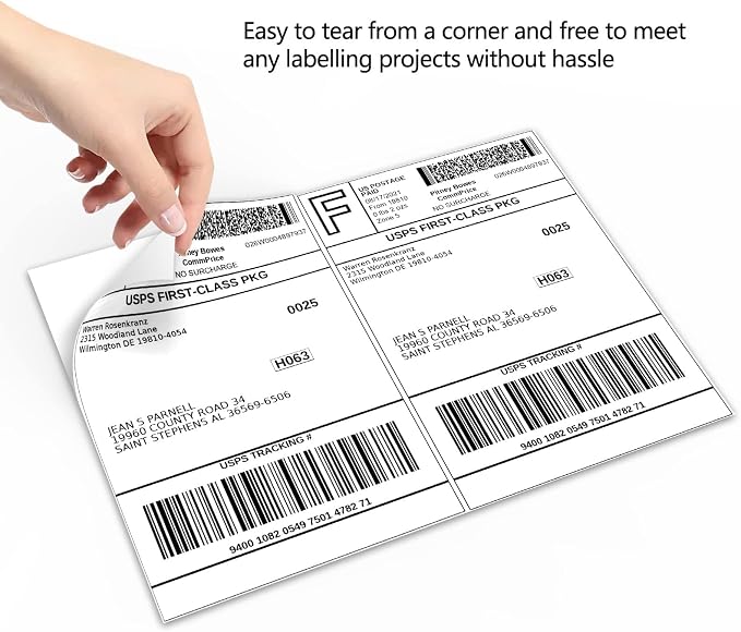 SJPACK 100 Half Sheet Shipping Labels 5-1/2" X 8-1/2" Address Blank Labels - Image 3