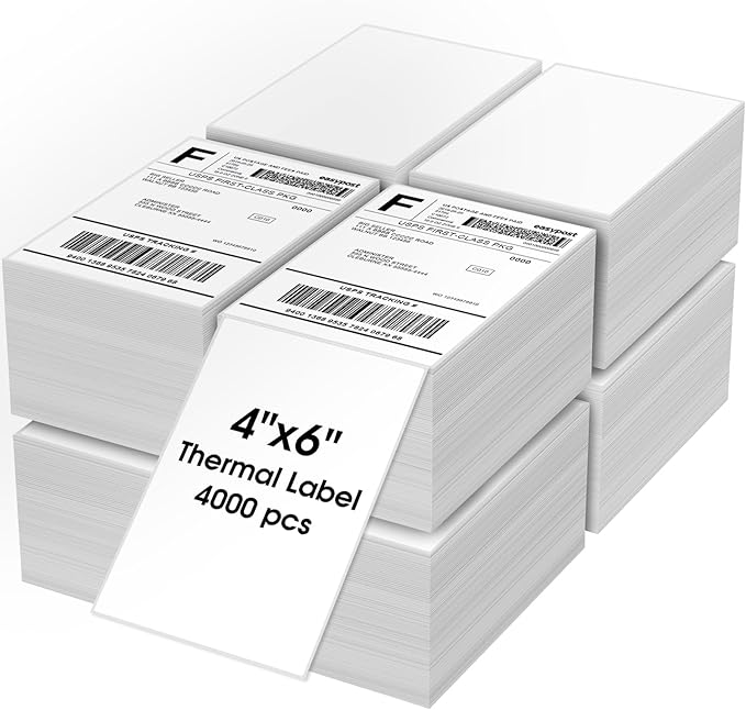 MaxGear 4" x 6" Direct Thermal Labels, 4000 Fanfold Labels, by MaxGear