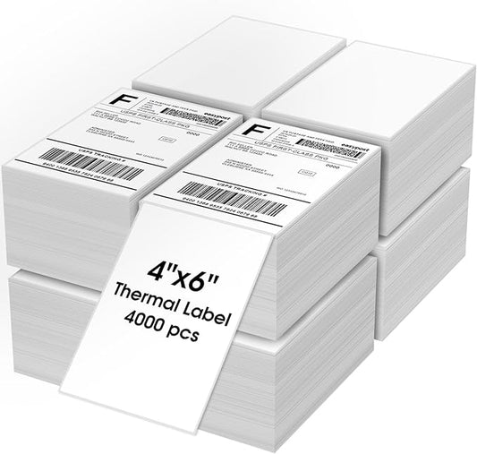MaxGear 4" x 6" Direct Thermal Labels, 4000 Fanfold Labels, by MaxGear