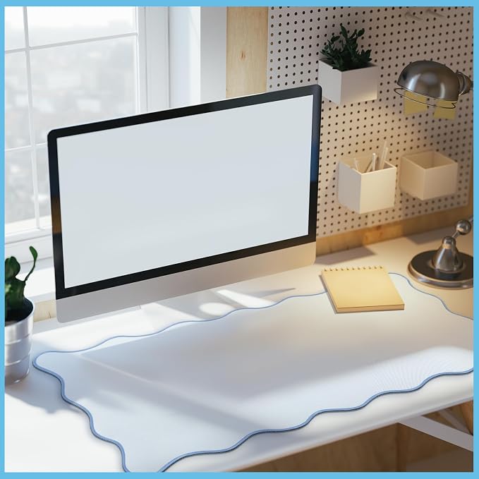 Hahafelt Scalloped Desk Mat Large Desk Pad Cute Coquette Table Mat Back to - Image 6