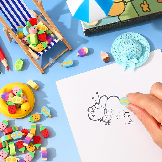 JUNEBRUSHS 150Pcs Ice Cream Mini Erasers - Image 3