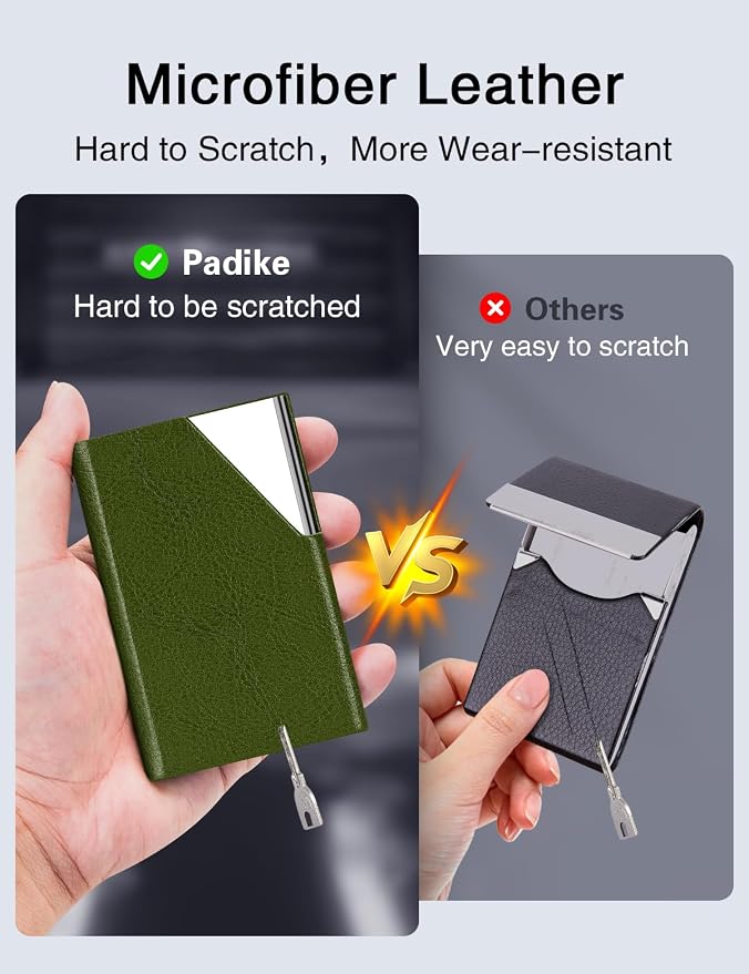 Padike Business Card Holder, Leather Business Card Case Pocket Card Holders - Image 3