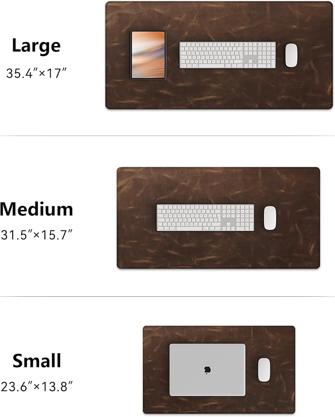 YSAGi Leather Desk Mat, 31.5"x15.8"Real Leather Desk Pad, 2mm Thick Desk Blotter - Image 9