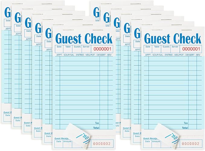 ZPARIK 12 Pack Blue Guest Checks Books by ZPARIK