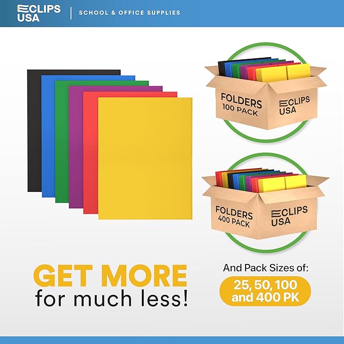 400 Pack Folders with Pockets Bulk 2 Pocket Folders Holds 100 Sheets Assorted - Image 7