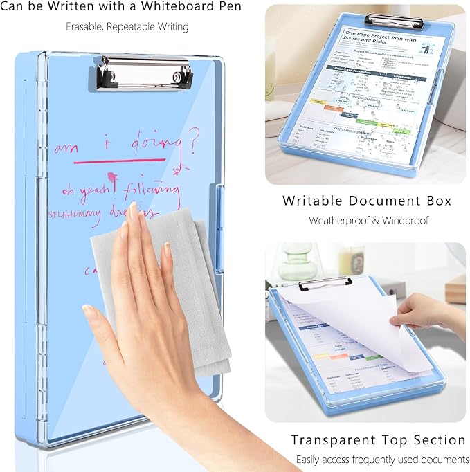SFLHHDM Clipboard with Storage, Heavy Duty Clip Boards 8.5x11 with 2 Storage - Image 3