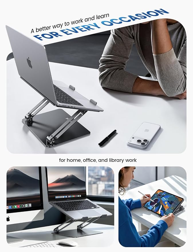 Lamicall Adjustable Laptop Stand, Portable Laptop Riser, Aluminum Laptop Stand - Image 5