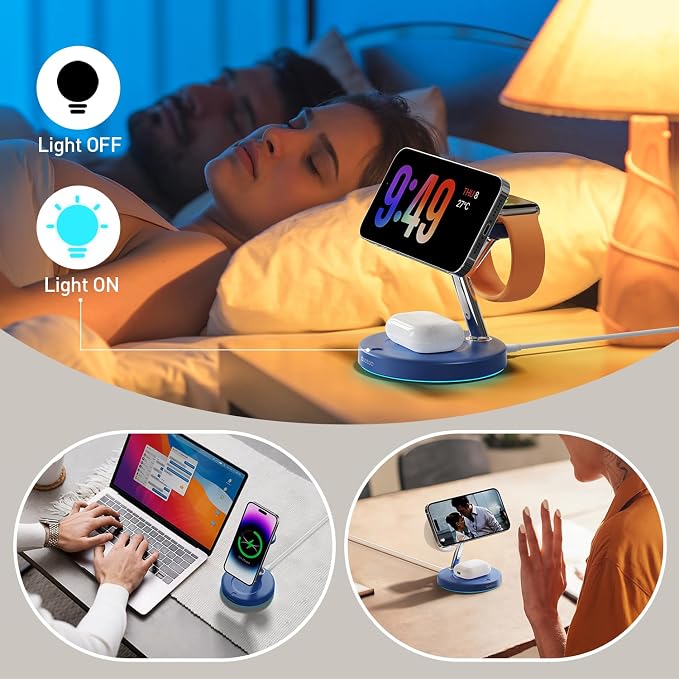 【Adjustable Blue Ambient Light】 Wireless Charger 3 in 1 - Image 7