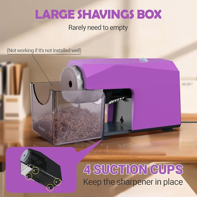 AFMAT Electric Pencil Sharpener, Fast & Hands-Free, 10K+ Uses, 5 Nibs, Fully - Image 7