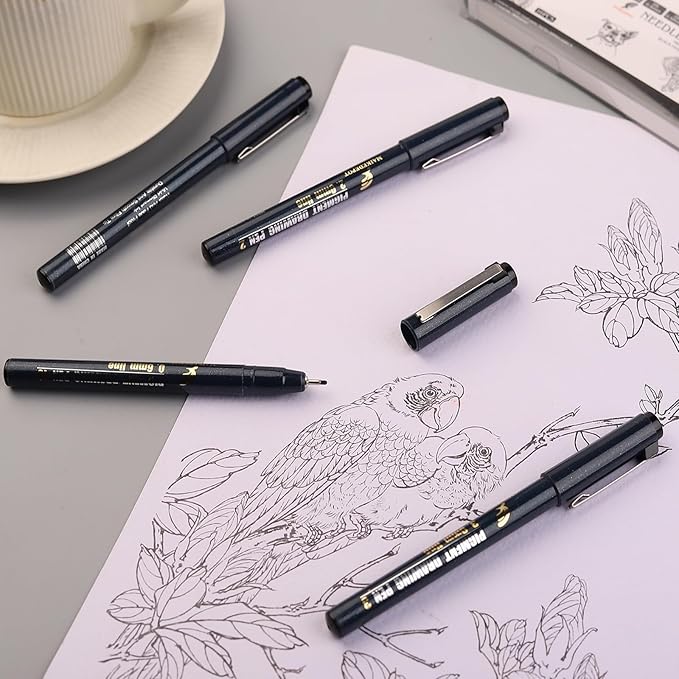 Micro Fineliner Drawing Art Pens Calligraphy Pens for Artist Drawing Supplies, 16 Set Waterproof Black Ink Pens for Sketching,Technical Drawing-DeskLoop Office