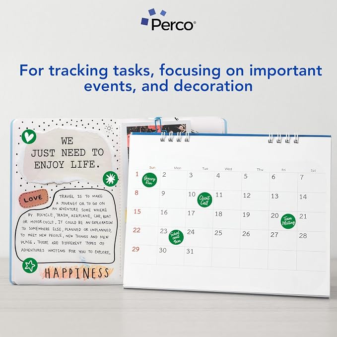 Perco Green 1-Inch Perforated Circle Dot Sticker Labels — 10 Rolls, 000 Round - Image 3