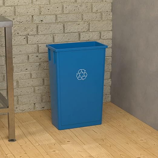 23 Gallon Blue Recycle Slim Jim Trash Can-DeskLoop Office