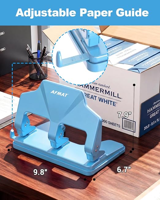 AFMAT 3 Hole Punch Heavy Duty, 40-Sheet Three Hole Punch, 50% Reduced Effort - Image 6