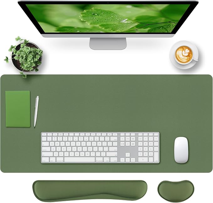 Bloss Keyboard and Mouse Wrist Rest + Leather Desk Mat, Desk Mat by Bloss