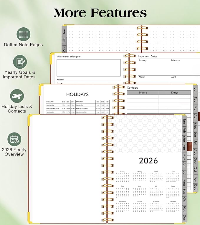 2026 Planner, Hardcover Leather Weekly and Monthly Planner, January 2026 - Image 6