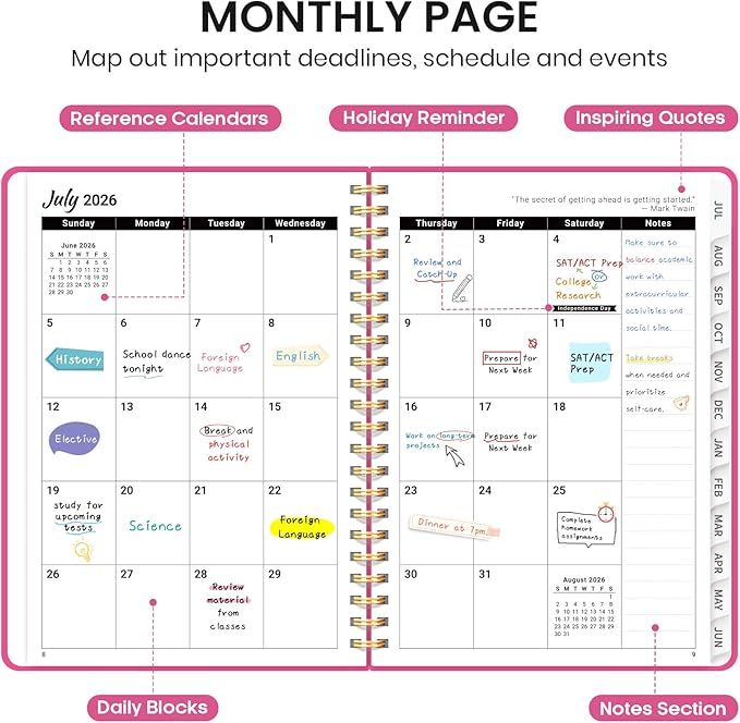 Planner 2026-2027 for Women & Men, Academic Monthly and Weekly Calendar Planner - Image 2