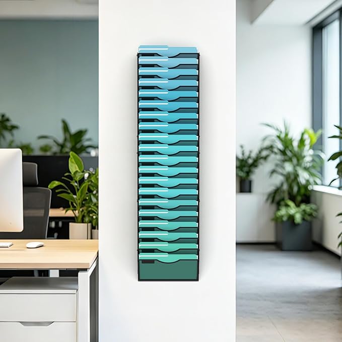 Gawerk 20-Tier Wall File Organizer Hanging Wall File Holder Wall Mount Paper - Image 4