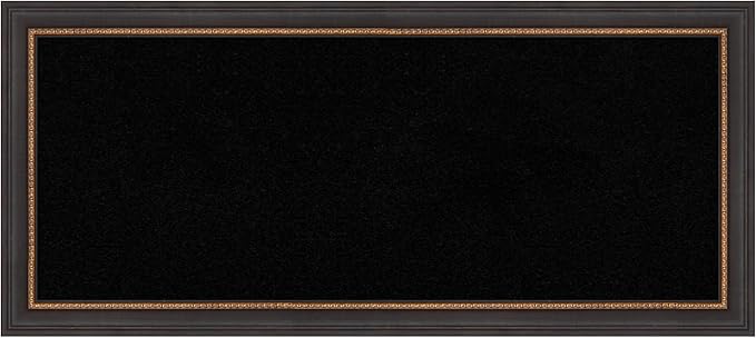 Amanti Art Black Cork Board for Wall, 15x33 Vision Board with Black Wood Frame, Medium Corkboard Office Decor for Home Organization, Traditional Corkboard Pinboard to Display Items for Home-DeskLoop Office