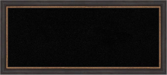 Amanti Art Black Cork Board for Wall, 15x33 Vision Board with Black Wood Frame, Medium Corkboard Office Decor for Home Organization, Traditional Corkboard Pinboard to Display Items for Home-DeskLoop Office