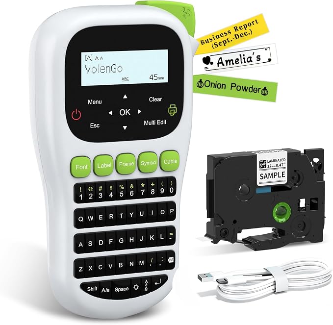 H1100 Label Maker Machine with-Tape 12mm Laminated, Backlit Handheld Label by HOME