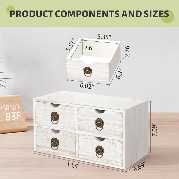Wood Desk Organizer, Tabletop Storage Organization Box - Image 3