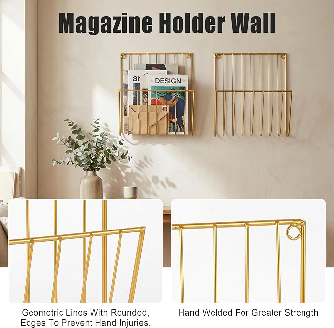 2-Pack Wall Magazine Rack, Magazine Holder Wall Mounted - Image 2