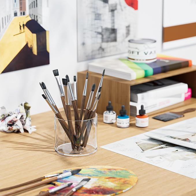MaxGear Acrylic Pen Holder 2-Pack, Round Makeup Brush Holder & Pencil Cup | - Image 6