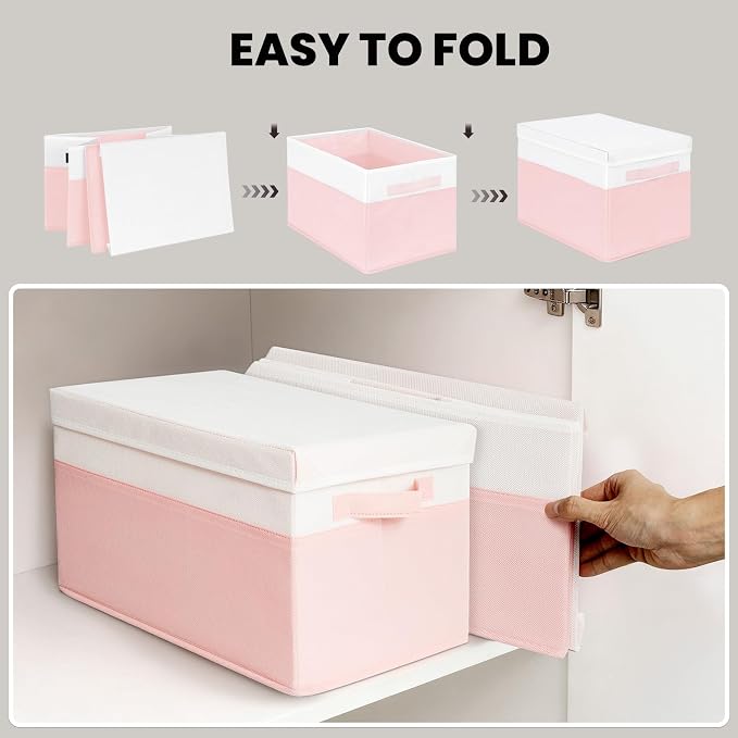 Large Closet Organizer Bins - 23 QT Collapsible Decorative Storage Boxes with - Image 7