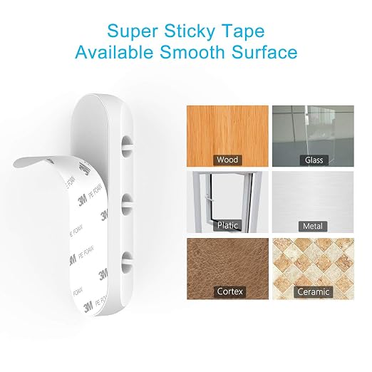 INCHOR White Cable Clips, Cord Organizer Cable Management, Cable Organizers USB - Image 5