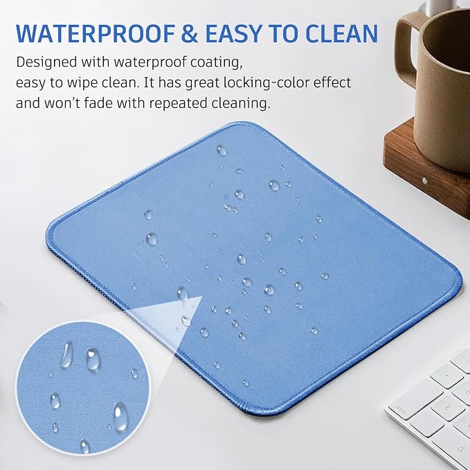 Blue Mouse Pad, 10.2 x 8.2 Inch, 3mm Thick, Ultra-Smooth, Waterproof, Suitable - Image 6