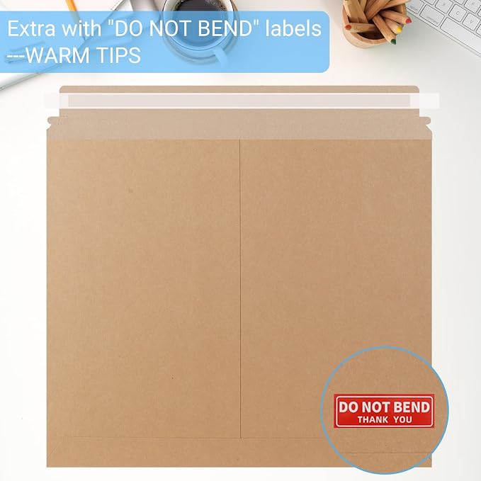 zmybcpack 25 Pack 12.75x15 inch Kraft Rigid Mailer Self Seal Photo Document - Image 4