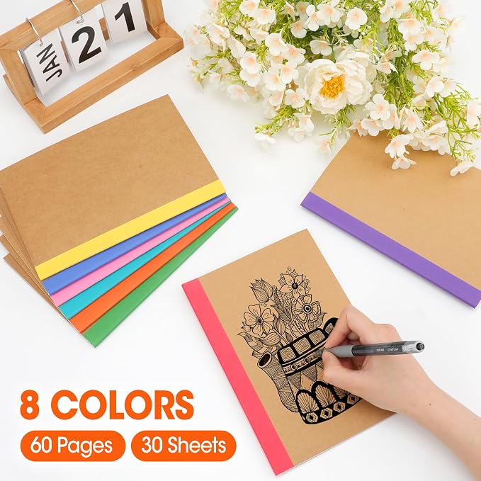 YesBes 64 Pack Composition Notebooks Bulk, A5 Kraft Cover Lined Journaling - Image 2