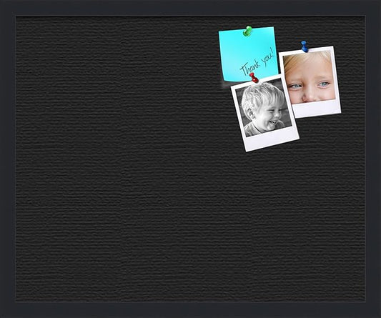 PinPix 22x18 Inch Cork Bulletin Board. This Decorative Framed Pin Board Comes with Solid Black Design and a Satin Black Frame. Ideal for Home Office Decor or Message Board (PinPix-622)-DeskLoop Office