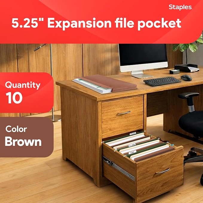 Staples Reinforced File Pockets, Letter Size, Expands Up to 5.25", Heavy‑Duty - Image 2