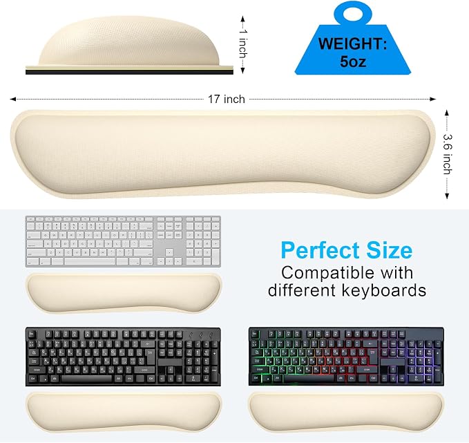 Dapesuom Enlarge Keyboard Wrist Rest, Memory Foam Keyboard Wrist Cushion - Image 6
