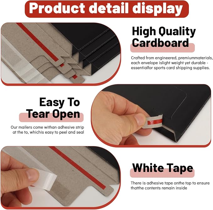 110 Pack Black Trading Card Envelopes, 7x 4.35 Inch Self-Adhesive Card Mailer - Image 3