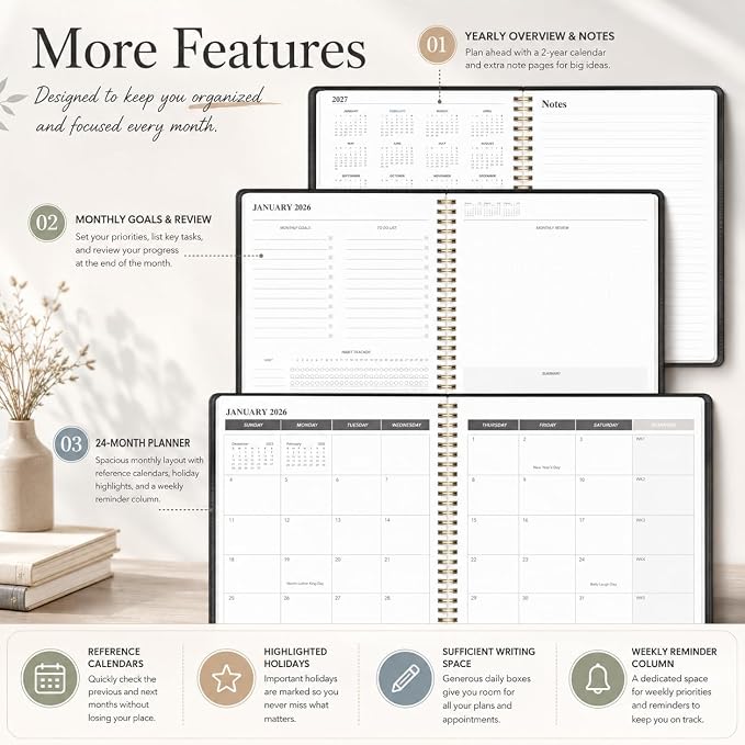 KMQOY Monthly Planner 2026-2027, 2026 Calendar 24 Months Planner, Jan 2026 - Image 7