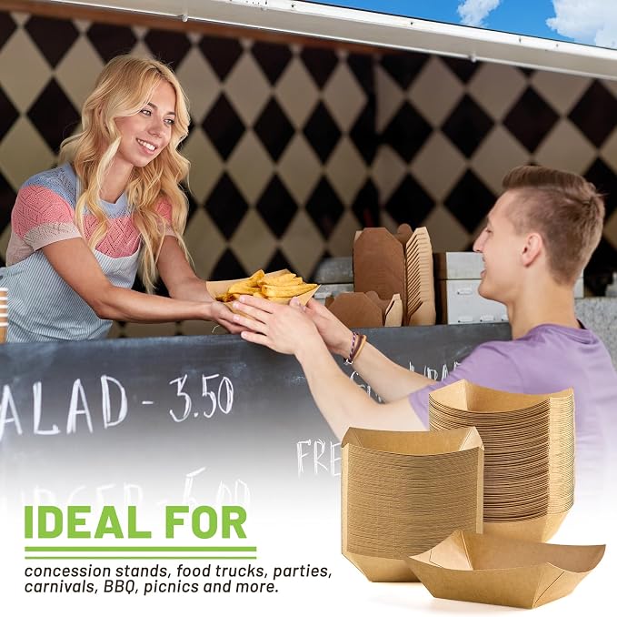 ZORRITA Small Paper Food Trays, 1/2 Lb, 200 Pack, Disposable | Mini Brown Paper - Image 7