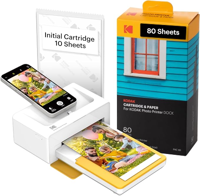 KODAK Dock Plus 4PASS Instant Photo Printer, 4x6 inches, 90 Sheets Bundle-DeskLoop Office