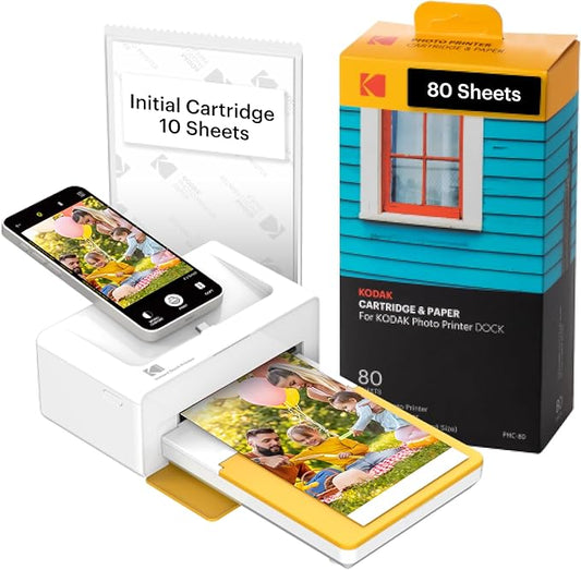KODAK Dock Plus 4PASS Instant Photo Printer, 4x6 inches, 90 Sheets Bundle-DeskLoop Office