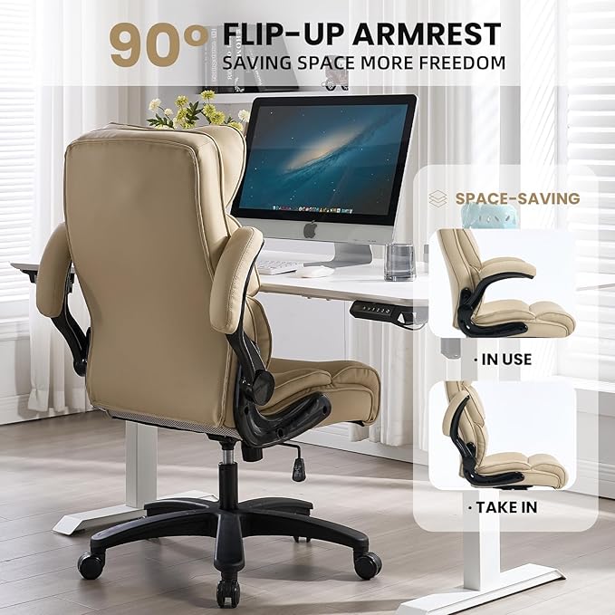 Big and Tall Office Chair 500lbs Wide Seat Executive Office Desk Chair High-Back Office Task Chair, Ergonomic Lumbar Support Computer Office Chairs for Heavy People-DeskLoop Office