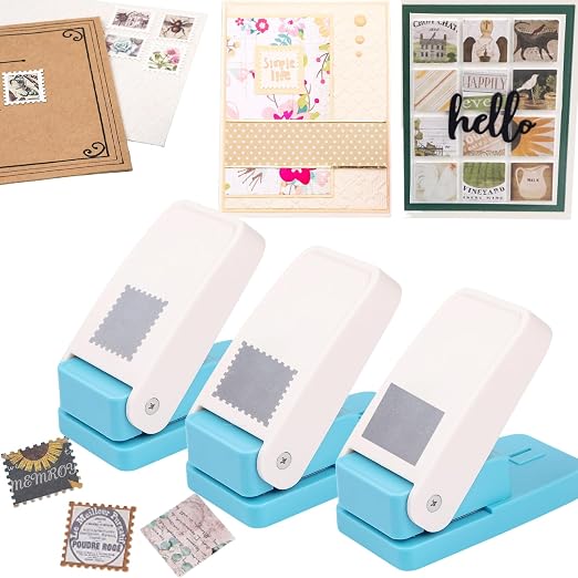 3 Pcs Stamp Punch, 1 Inch Square Punch, 1X0.8 Inch Rectangle Postage Stamp by CYFUNDESIGN