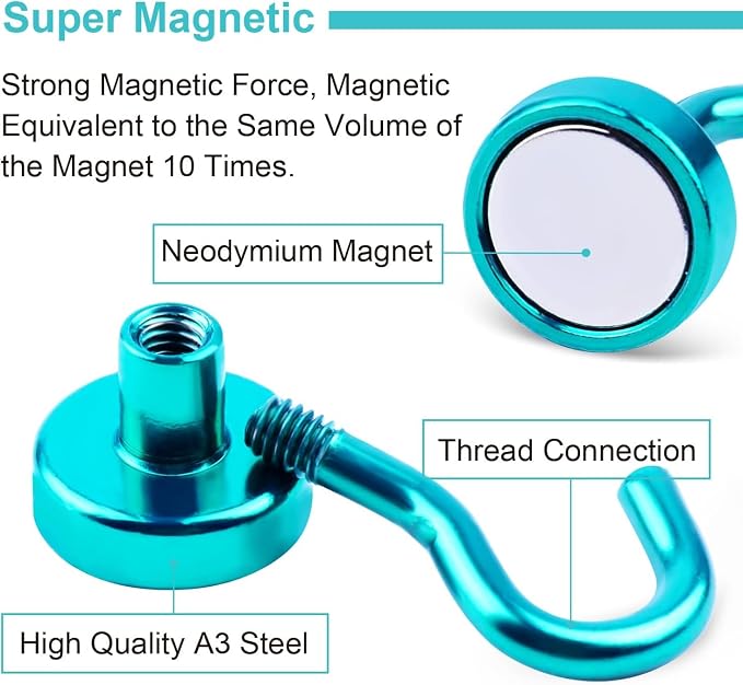DIYMAG Magnetic Hooks, 30Lbs Strong Heavy Duty Cruise Magnet S-Hook - Image 2