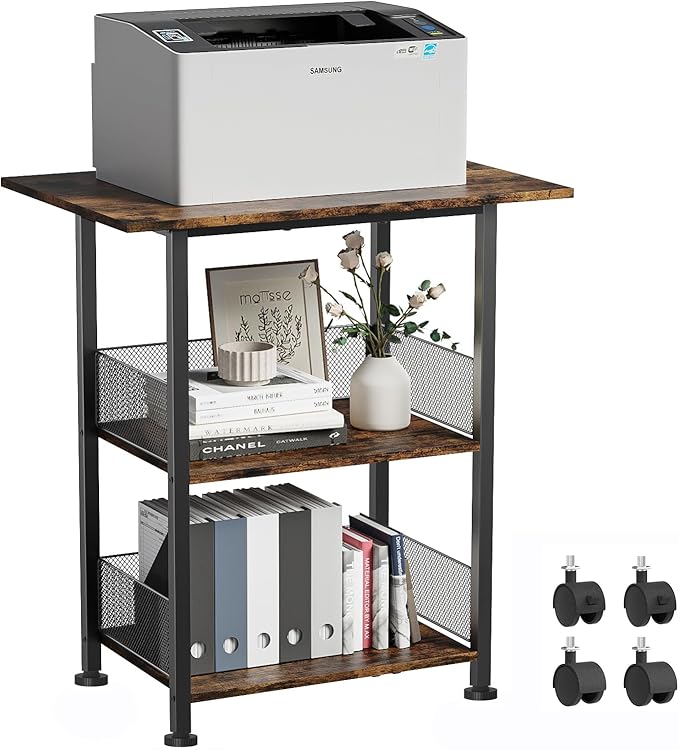 BOHDK Printer Stand, 3-Tier Industrial Large Printer Table by BOHDK