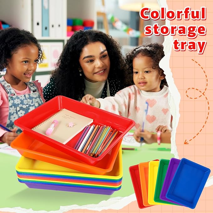 12 Pack Letter Size Flat Storage Paper Tray Organizer Bin Tray Plastic - Image 4