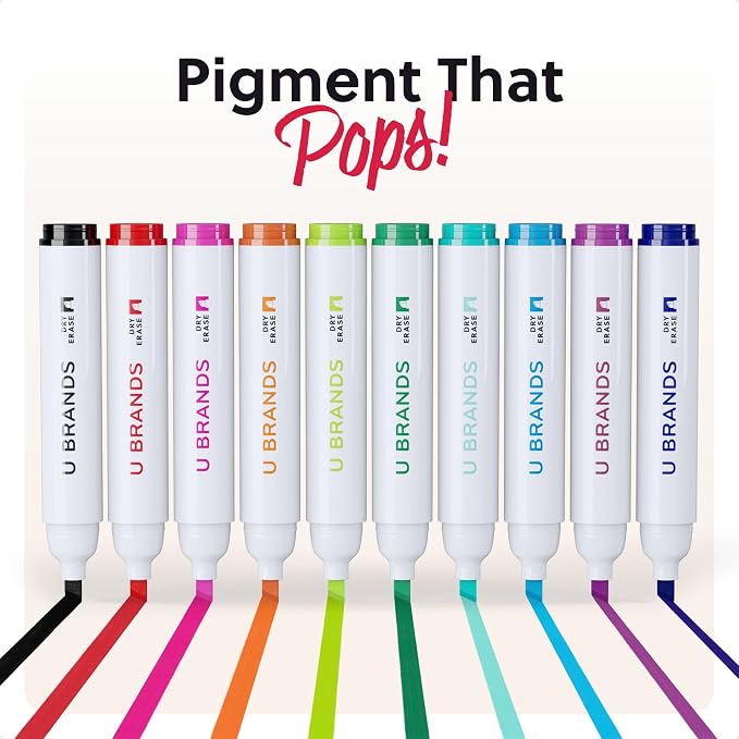 U Brands Dry Erase Markers Chisel Tip Set, 16 Pack, Low Odor Ink, Dry Erase - Image 4