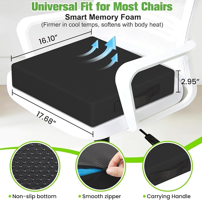 Seat Cushion for Office Chairs, Memory Foam Chair Cushion - Image 3